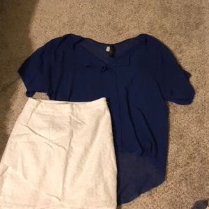White skirt and blue top bundle